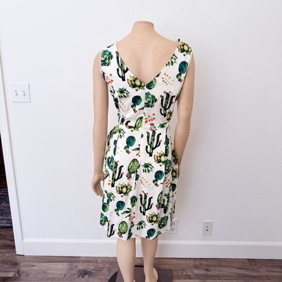 [Modcloth] Ixia Dashing Darling Succulent Cactus Retro A-Line Midi Dress Size 1X - Picture 3 of 12
